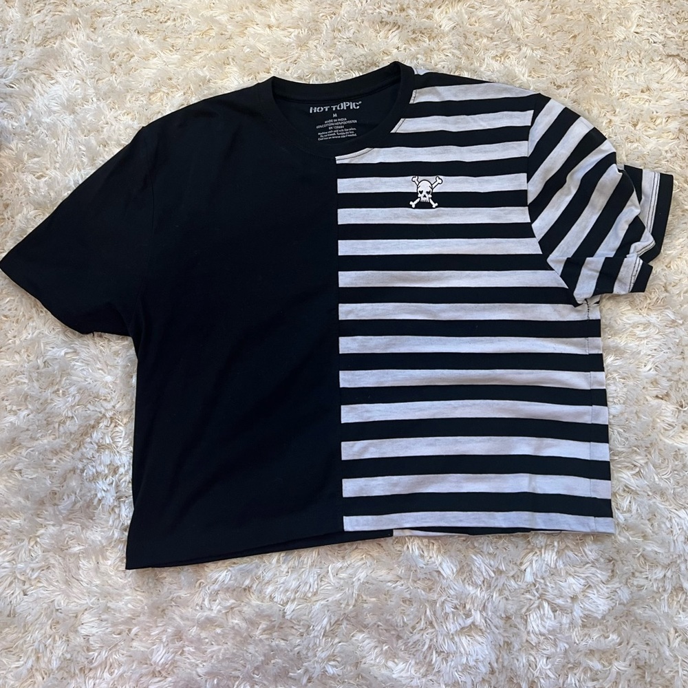 Split Pattern Crop Top from Hot Topic